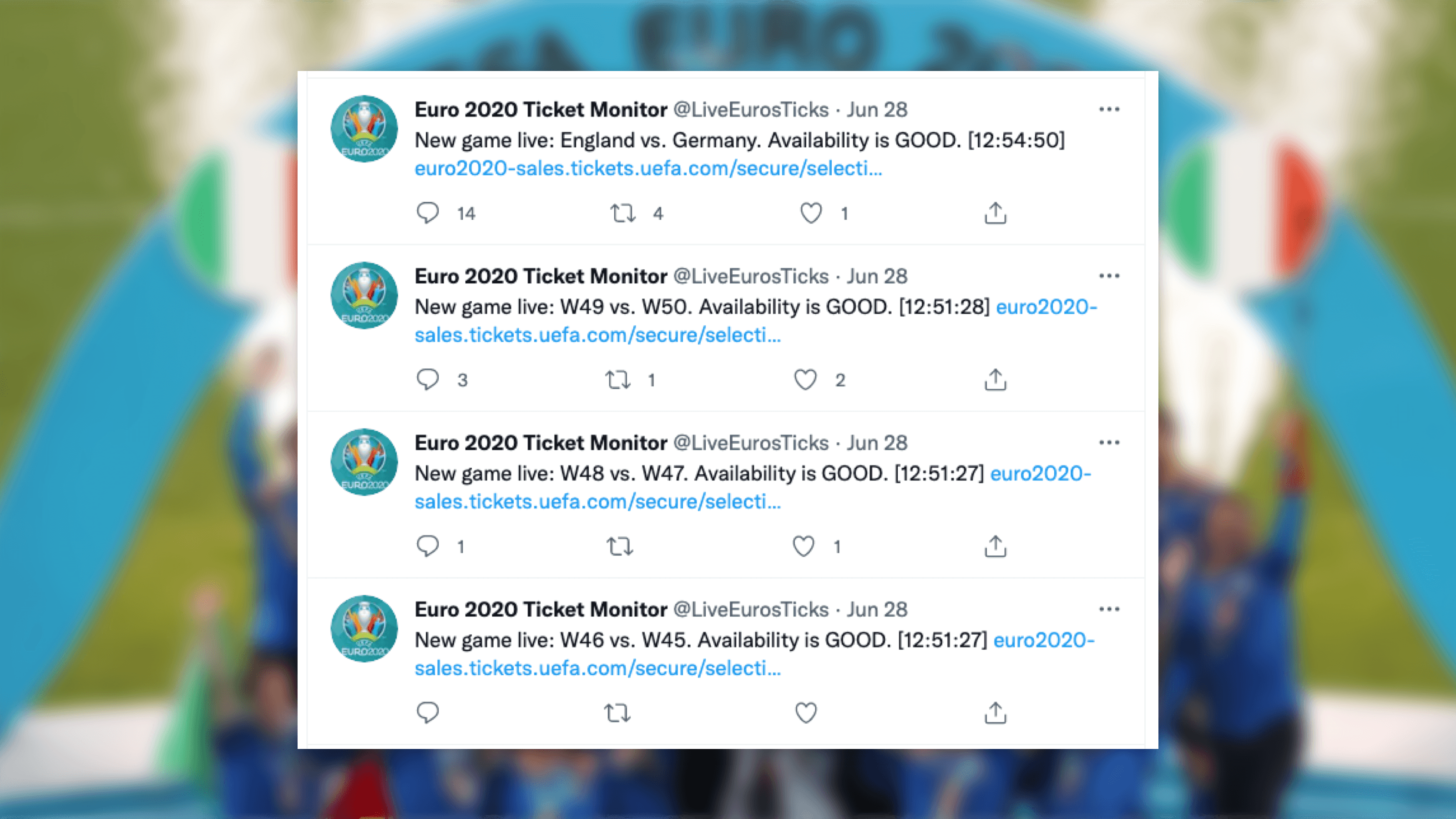 Euro 2020 Ticket Monitor